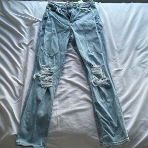light blue ripped jeans